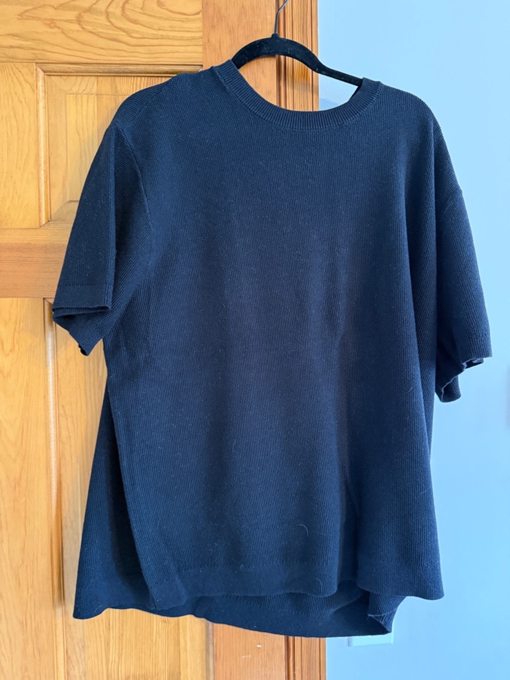 Lucky Brand Black Crewneck Short Sleeve Knit Top